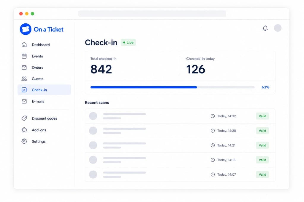 Live check-in dashboard