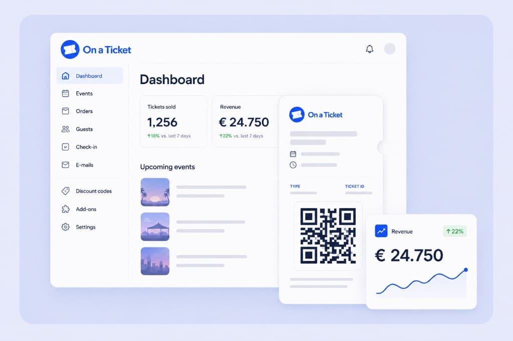 On a Ticket organiser dashboard with digital ticket and revenue