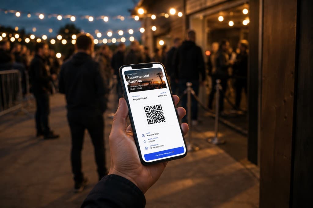 Digital ticket on a phone at the event entrance